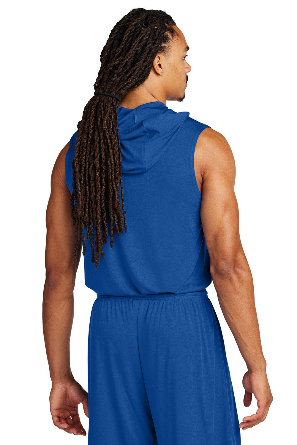 Sport-Tek ST352H Mens Competitor Hooded Tank Top Hoodie True Royal Blue Model Back