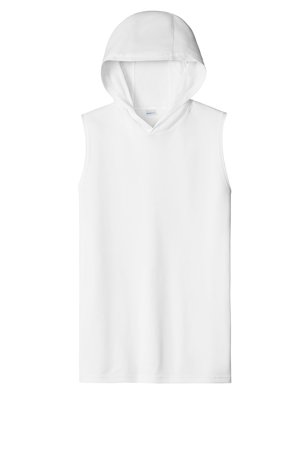 Sport-Tek ST352H Mens Competitor Hooded Tank Top Hoodie White Flat Front