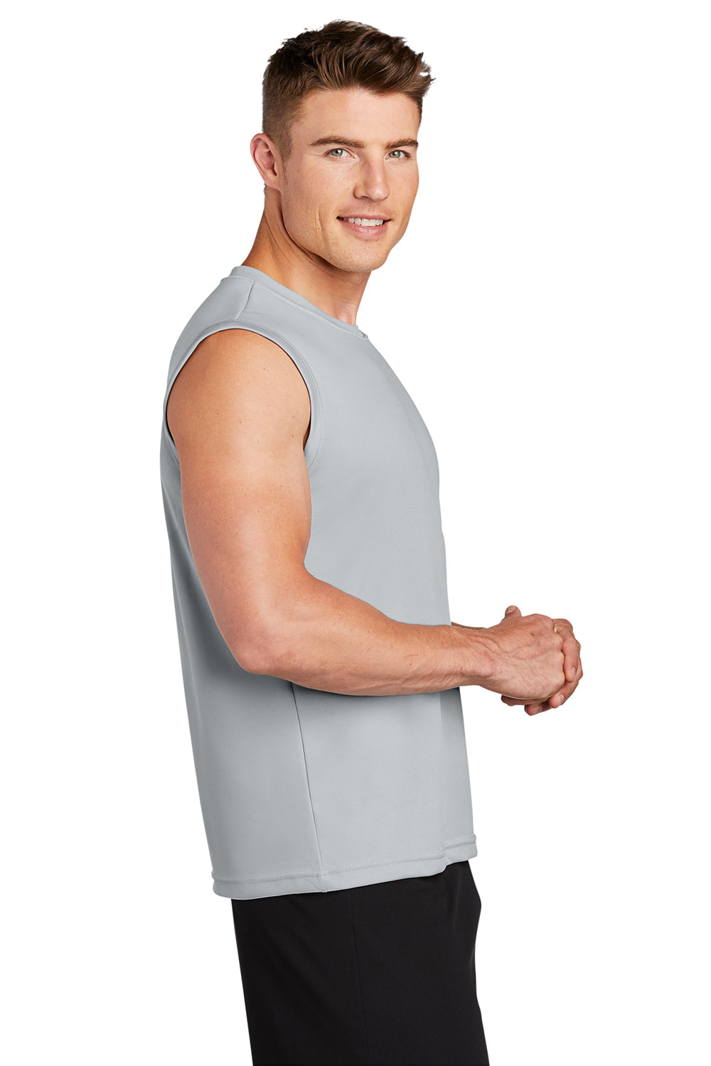 Sport-Tek ST352 Mens Competitor Moisture Wicking Tank Top Silver Grey Model Side