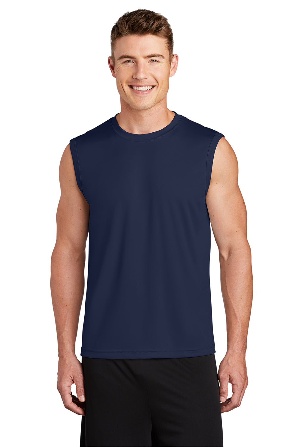 Sport-Tek ST352 Mens Competitor Moisture Wicking Tank Top True Navy Blue Model Front