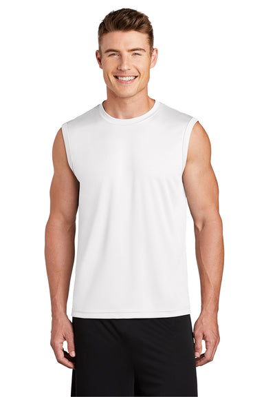 Sport-Tek ST352 Mens Competitor Moisture Wicking Tank Top White Model Front