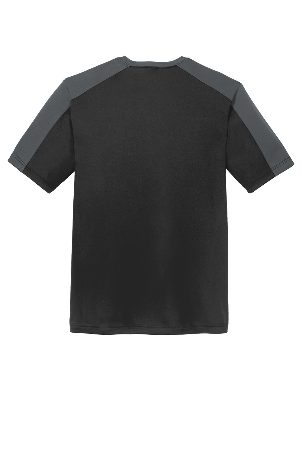 Sport-Tek ST354 Mens Competitor Moisture Wicking Short Sleeve Crewneck T-Shirt Black/Iron Grey Flat Back