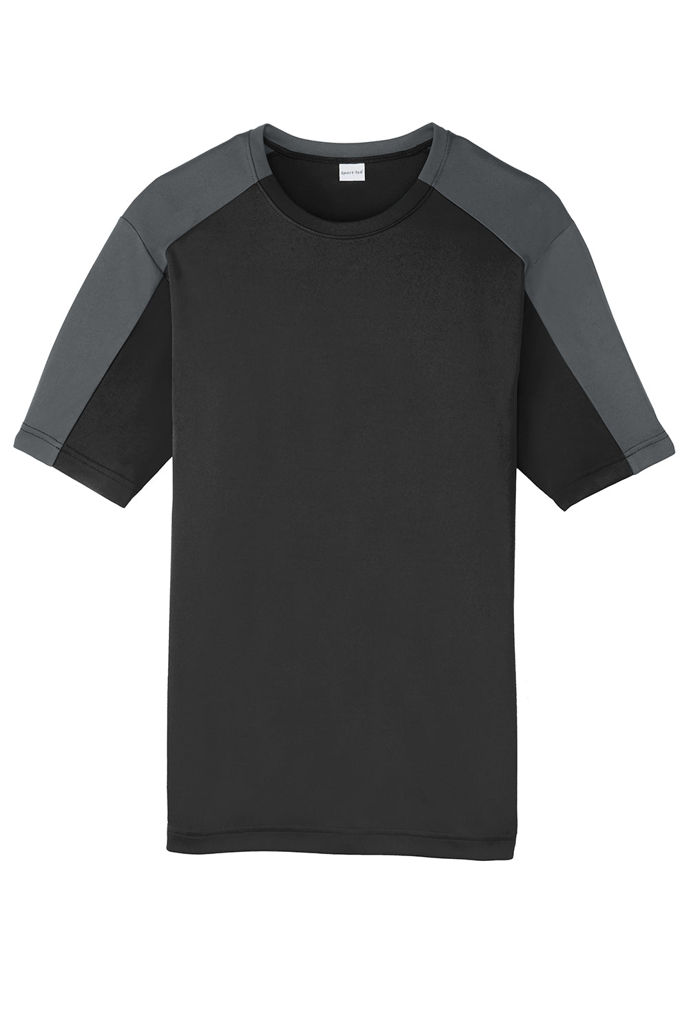 Sport-Tek ST354 Mens Competitor Moisture Wicking Short Sleeve Crewneck T-Shirt Black/Iron Grey Flat Front