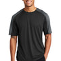 Sport-Tek Mens Competitor Moisture Wicking Short Sleeve Crewneck T-Shirt - Black/Iron Grey