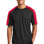 Sport-Tek Mens Competitor Moisture Wicking Short Sleeve Crewneck T-Shirt - Black/True Red