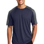 Sport-Tek Mens Competitor Moisture Wicking Short Sleeve Crewneck T-Shirt - True Navy Blue/Iron Grey