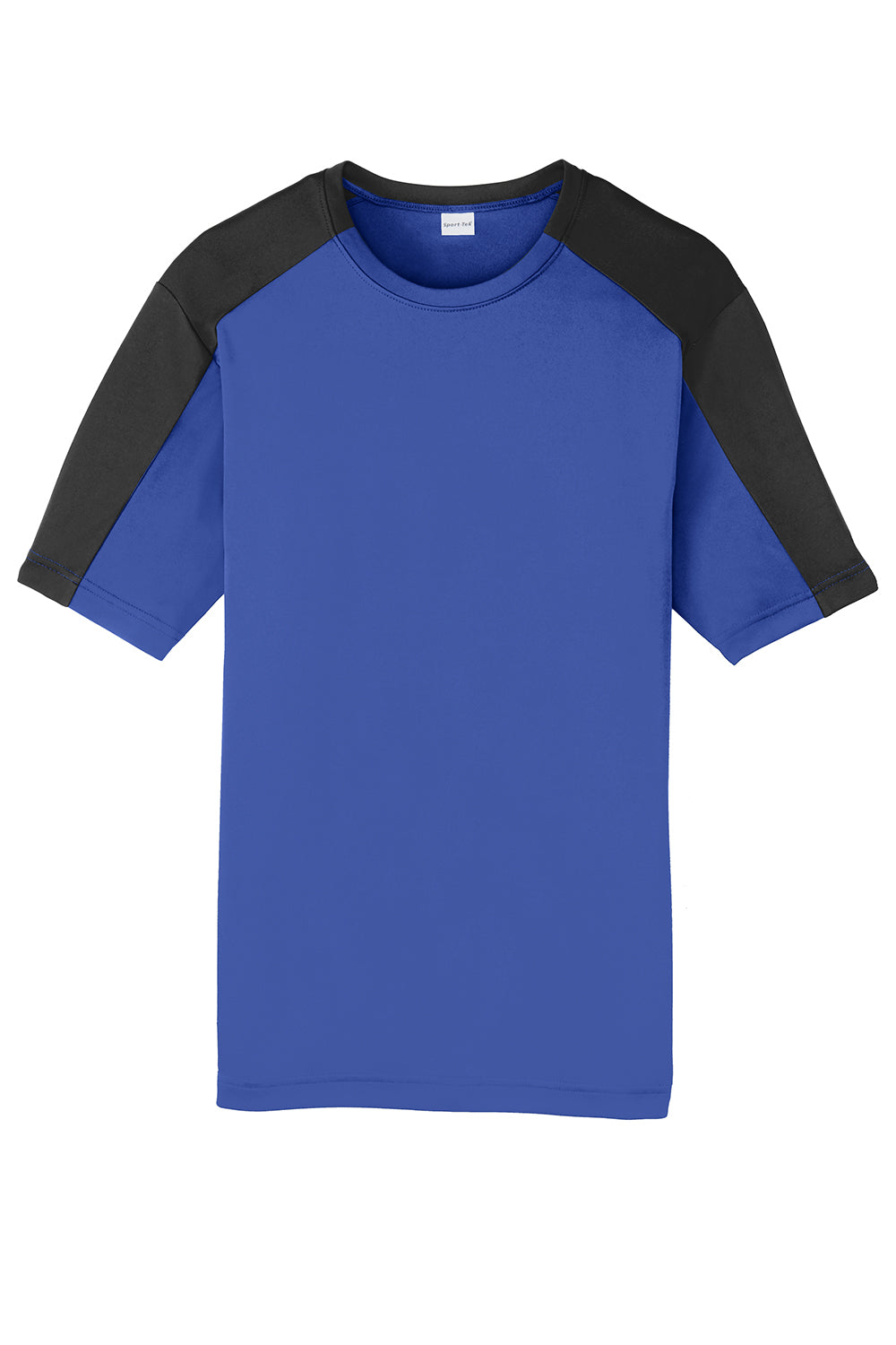 Sport-Tek ST354 Mens Competitor Moisture Wicking Short Sleeve Crewneck T-Shirt True Royal Blue/Black Flat Front