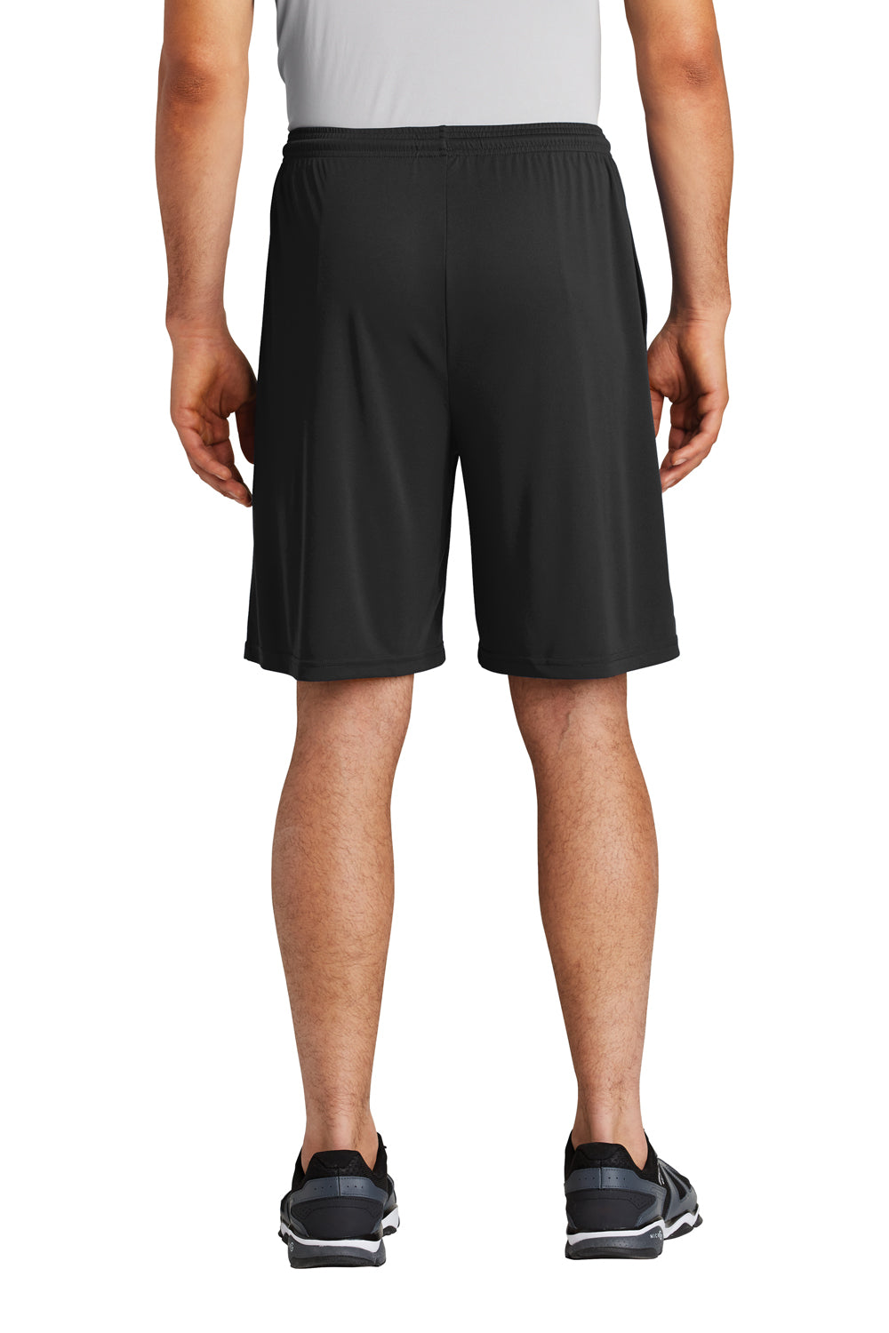 Sport-Tek ST355P Mens Competitor Moisture Wicking Shorts w/ Pockets Black Model Back