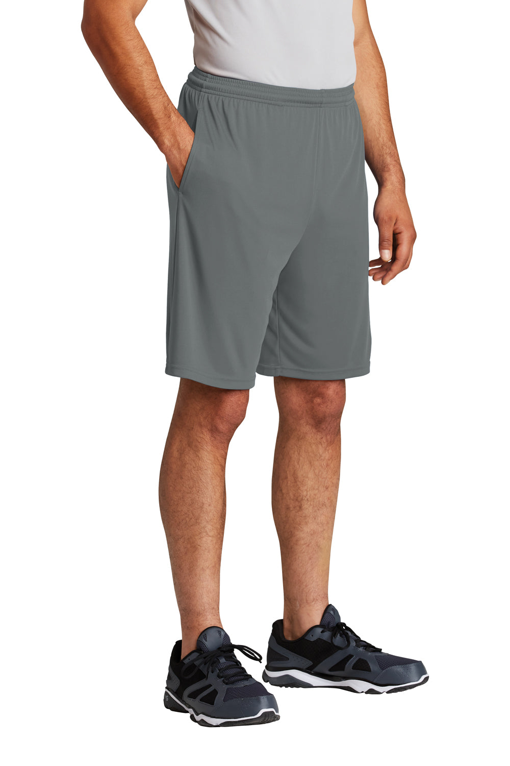 Sport-Tek ST355P Mens Competitor Moisture Wicking Shorts w/ Pockets Iron Grey Model 3q