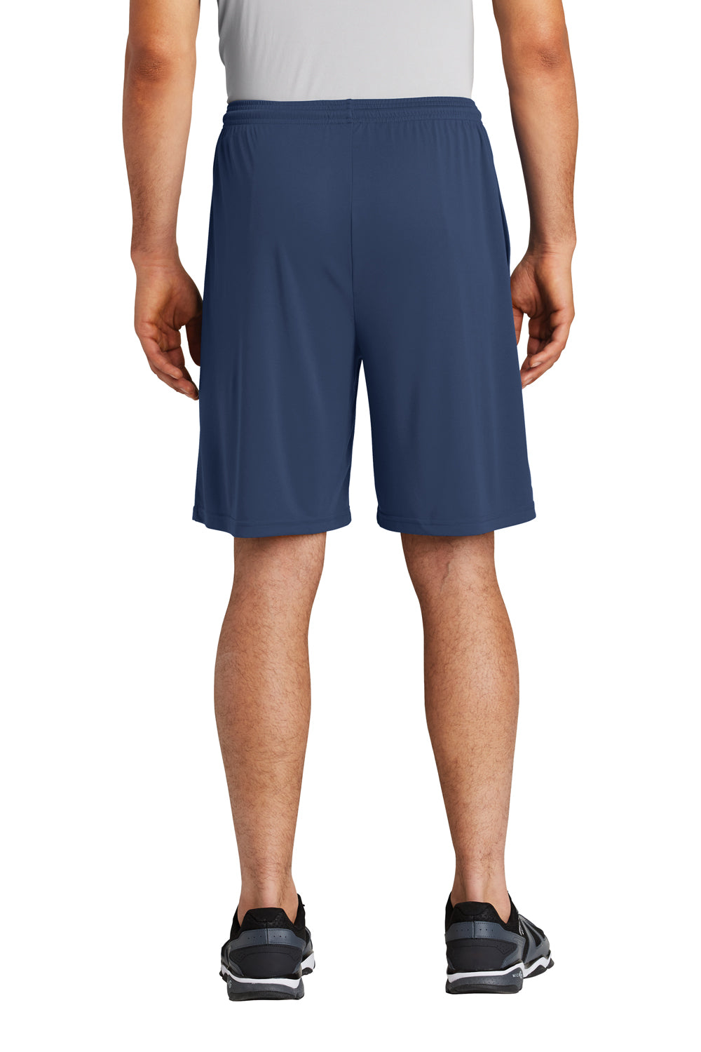 Sport-Tek ST355P Mens Competitor Moisture Wicking Shorts w/ Pockets True Navy Blue Model Back