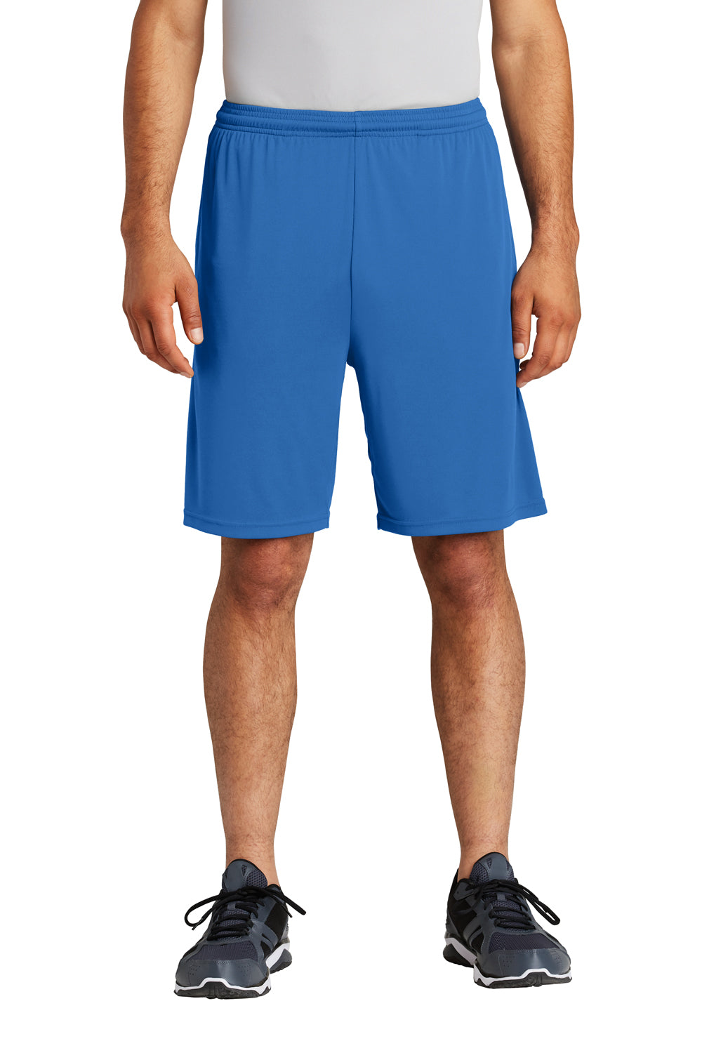 Sport-Tek ST355P Mens Competitor Moisture Wicking Shorts w/ Pockets True Royal Blue Model Front