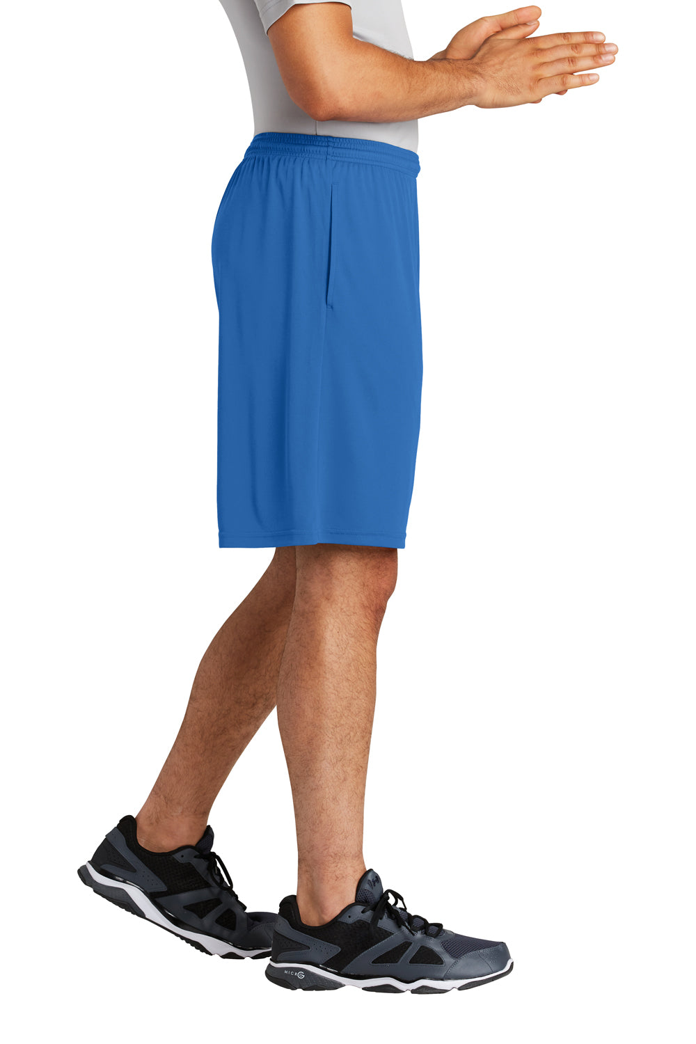 Sport-Tek ST355P Mens Competitor Moisture Wicking Shorts w/ Pockets True Royal Blue Model Side