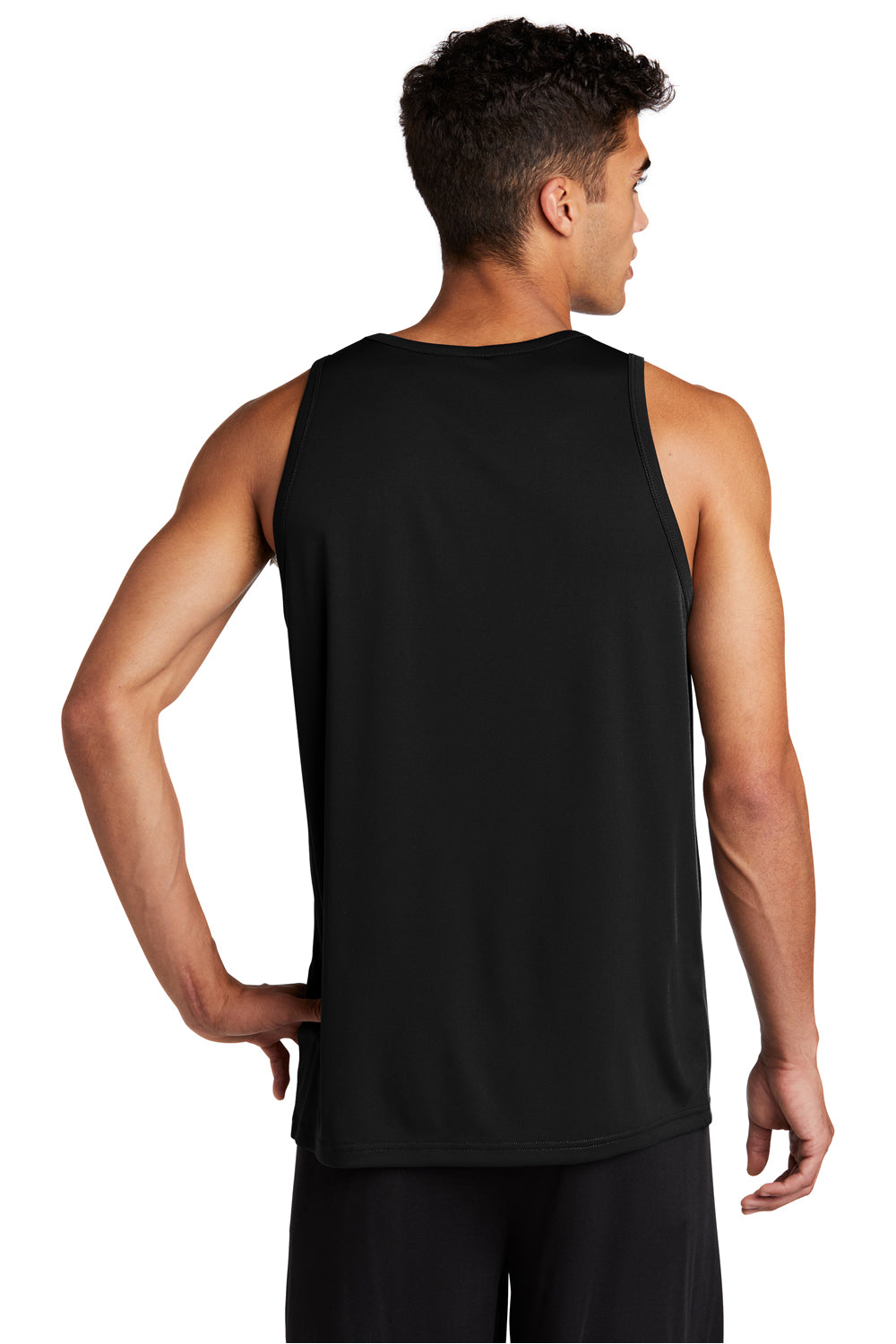 Sport-Tek ST356 Mens Competitor Moisture Wicking Tank Top Black Model Back