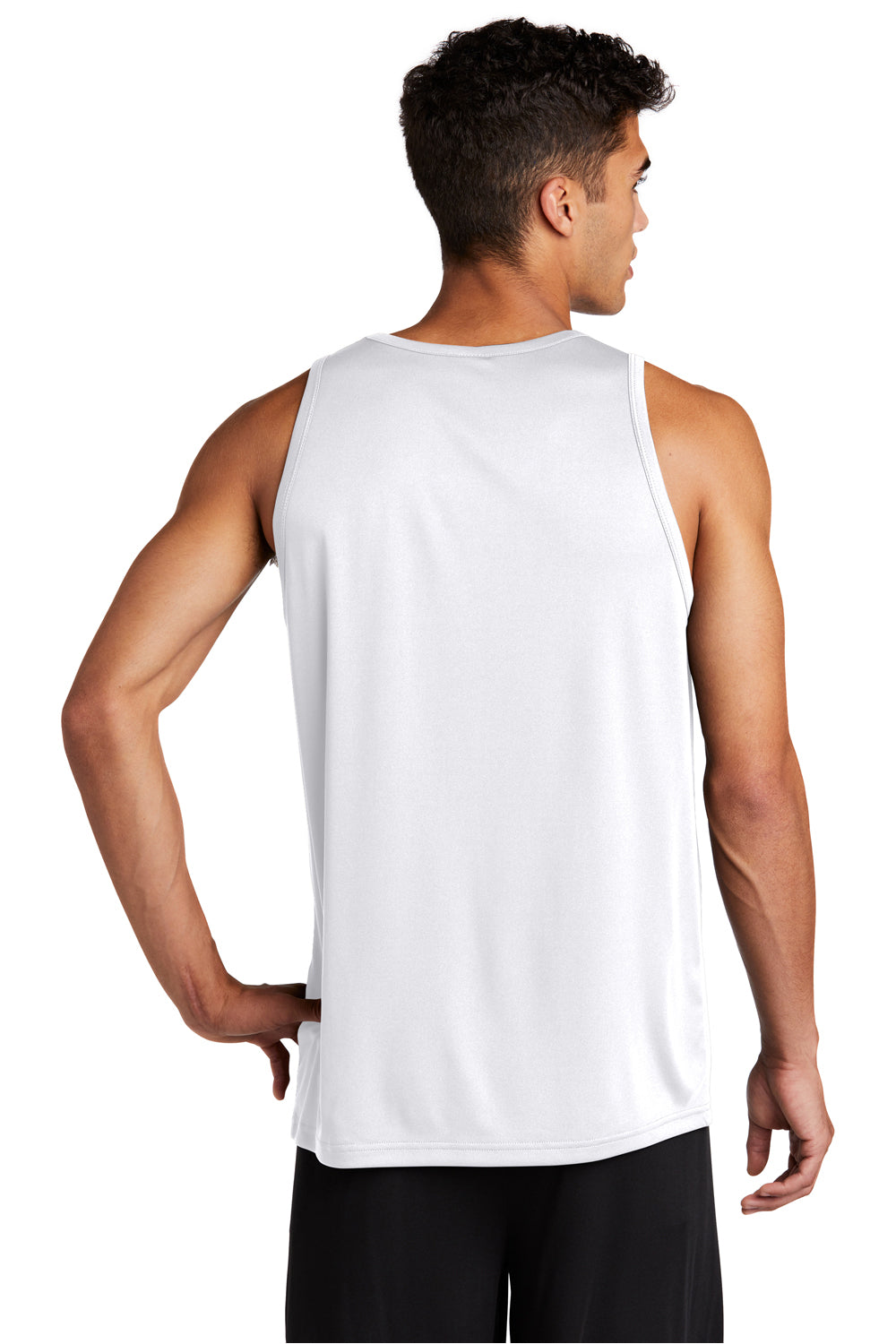 Sport-Tek ST356 Mens Competitor Moisture Wicking Tank Top White Model Back