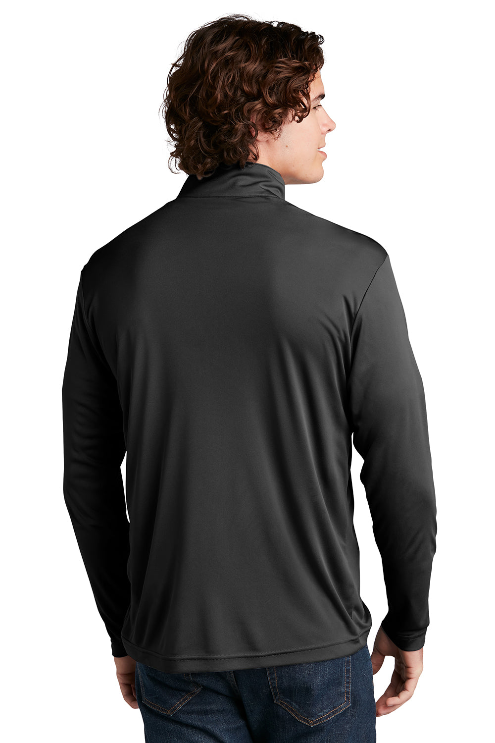 Sport-Tek ST357 Mens Competitor Moisture Wicking 1/4 Zip Sweatshirt Black Model Back