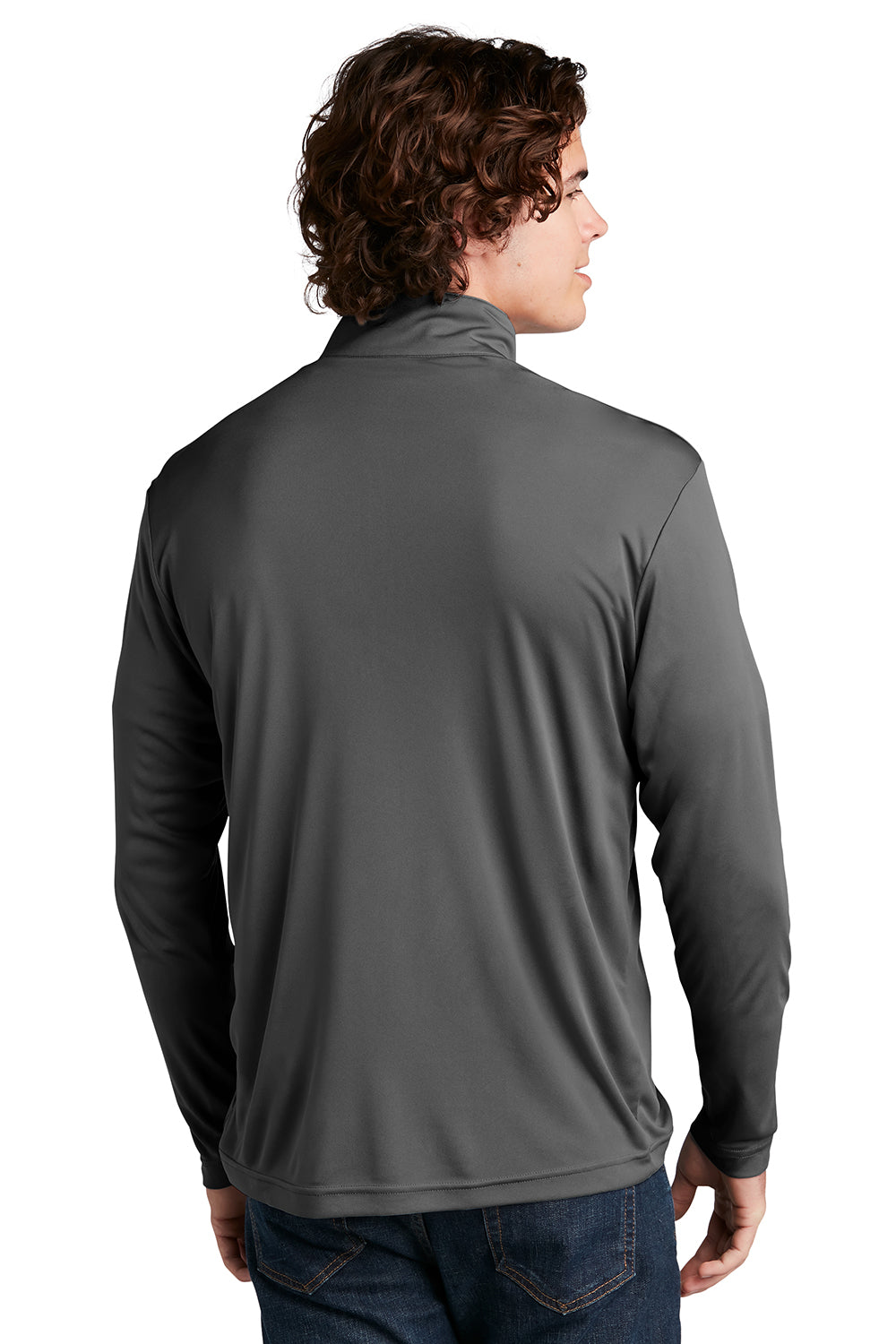 Sport-Tek ST357 Mens Competitor Moisture Wicking 1/4 Zip Sweatshirt Iron Grey Model Back