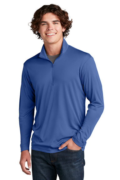 Sport-Tek ST357 Mens Competitor Moisture Wicking 1/4 Zip Sweatshirt True Royal Blue Model Front