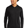 Sport-Tek Mens Competitor Moisture Wicking Long Sleeve Hooded T-Shirt Hoodie - Black