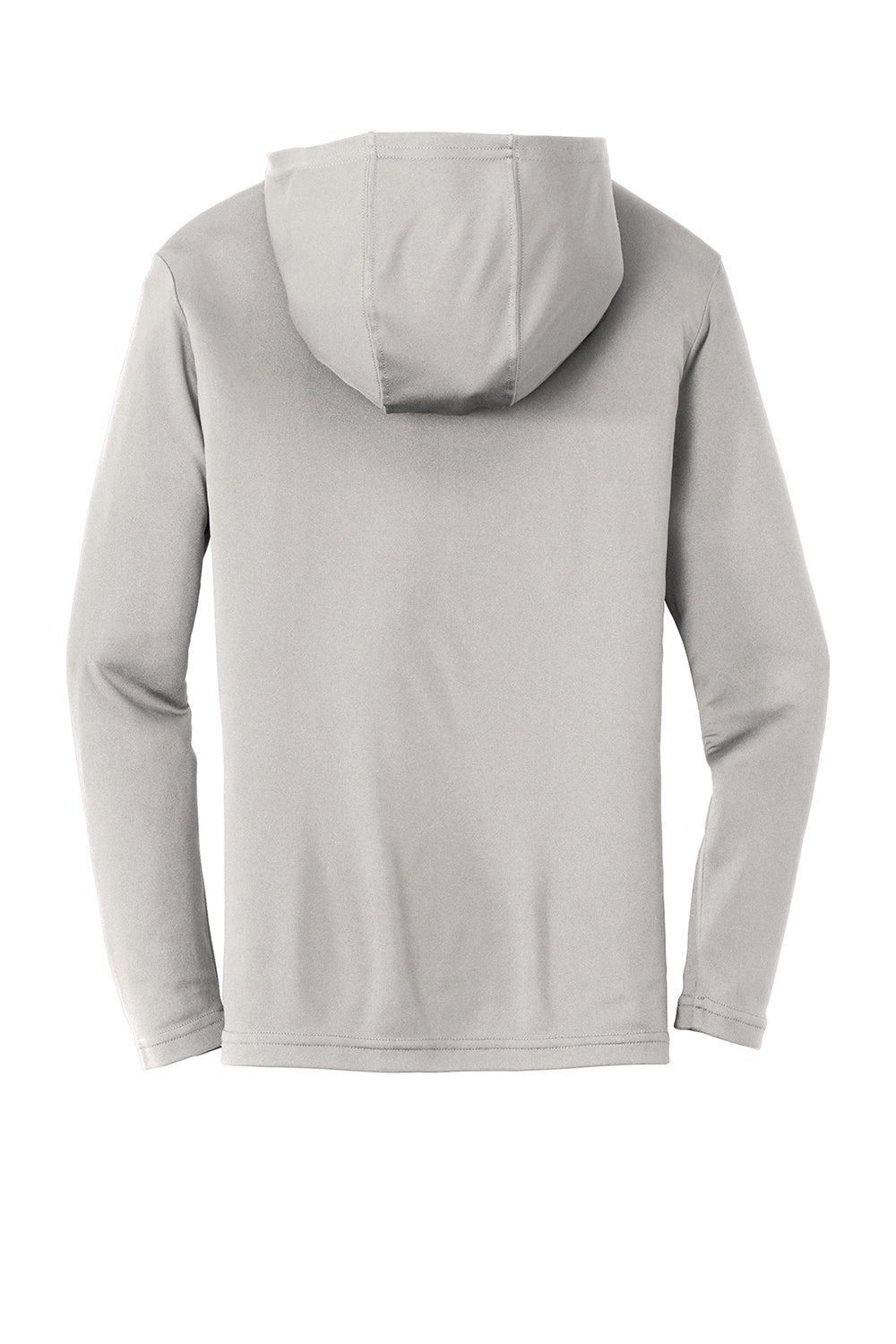 Sport-Tek ST358 Mens Competitor Moisture Wicking Long Sleeve Hooded T-Shirt Hoodie Silver Grey Flat Back