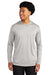 Sport-Tek ST358 Mens Competitor Moisture Wicking Long Sleeve Hooded T-Shirt Hoodie Silver Grey Model Front