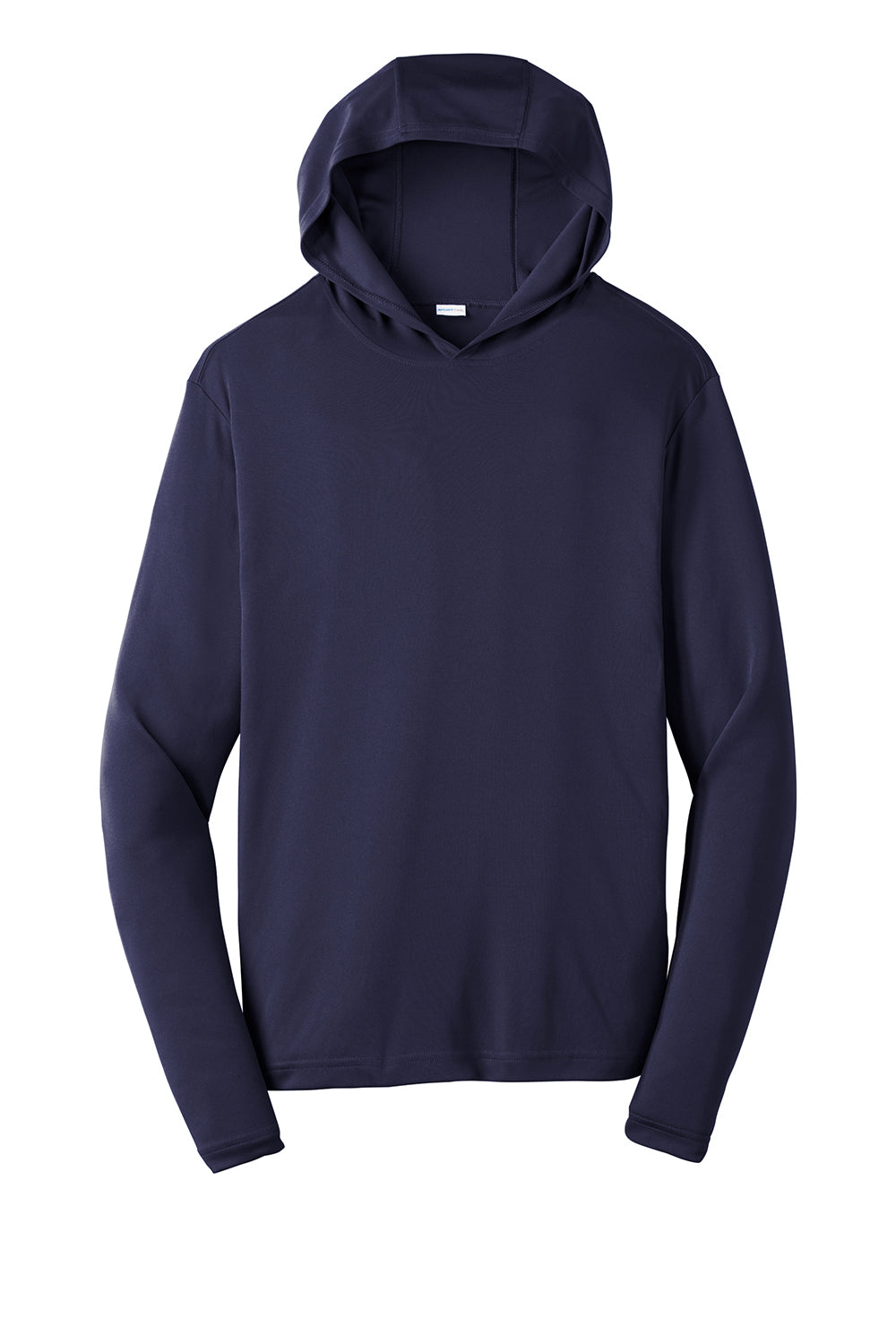 Sport-Tek ST358 Mens Competitor Moisture Wicking Long Sleeve Hooded T-Shirt Hoodie True Navy Blue Flat Front