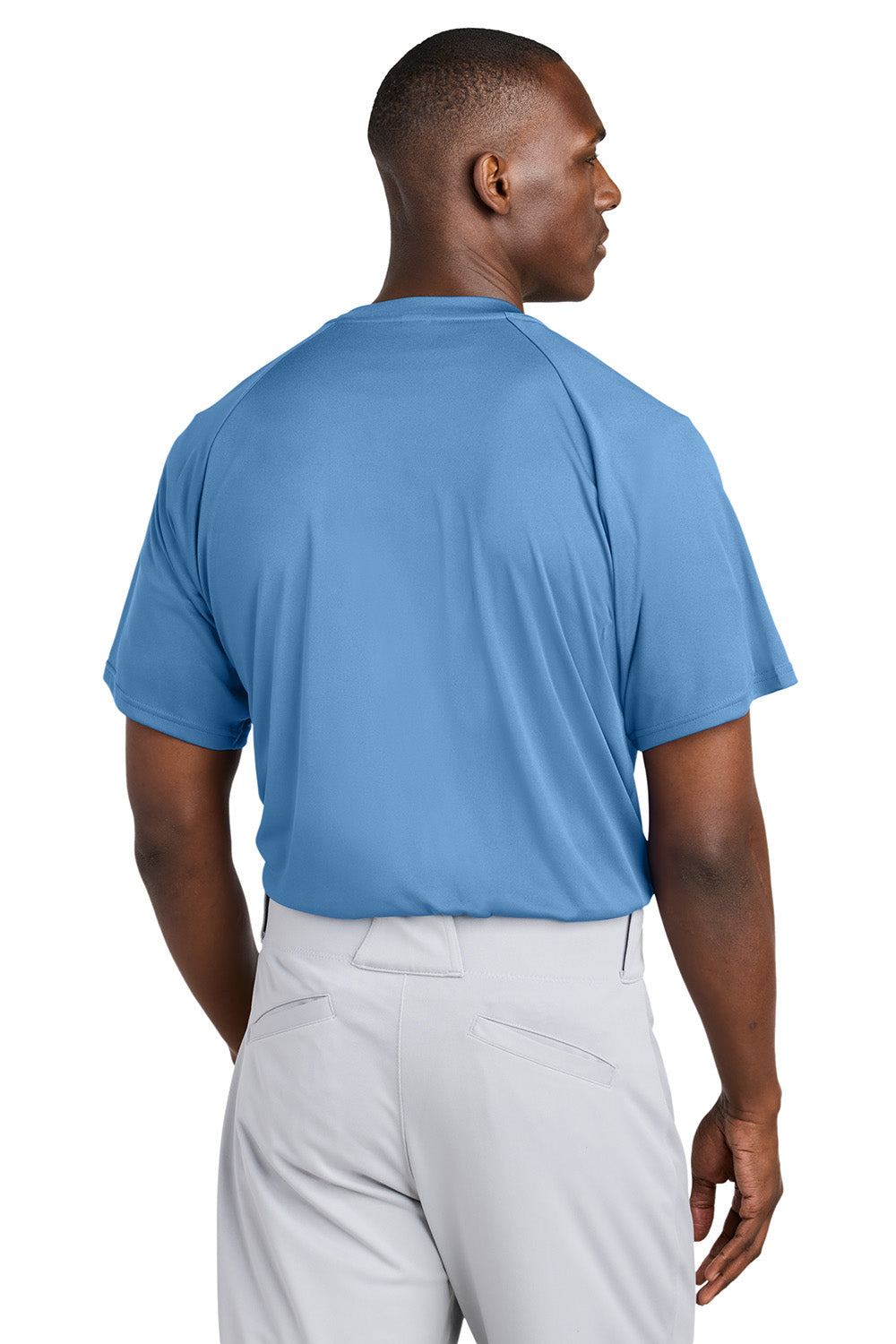 Sport-Tek ST359 Mens PosiCharge Competitor 2 Button Short Sleeve Henley Carolina Blue Model Back