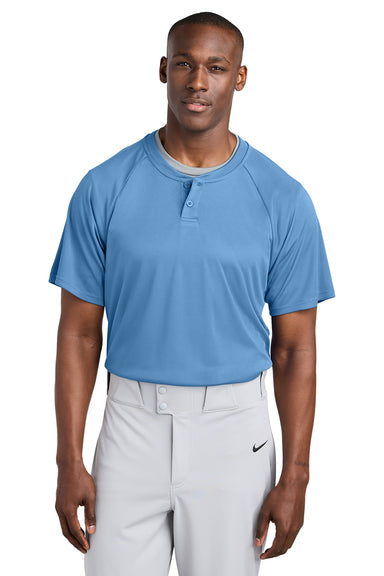 Sport-Tek ST359 Mens PosiCharge Competitor 2 Button Short Sleeve Henley Carolina Blue Model Front