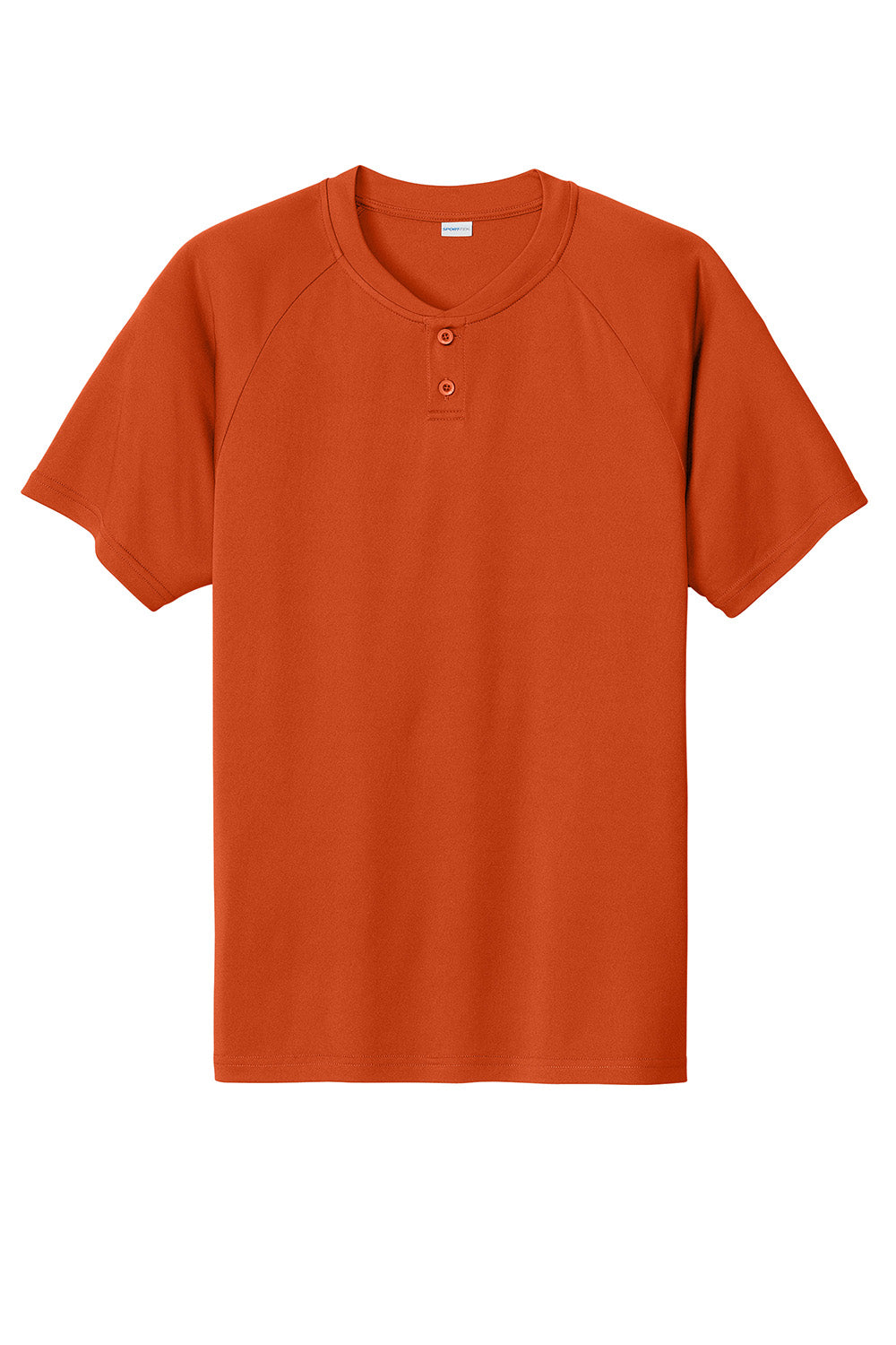 Sport-Tek ST359 Mens PosiCharge Competitor 2 Button Short Sleeve Henley Deep Orange Flat Front