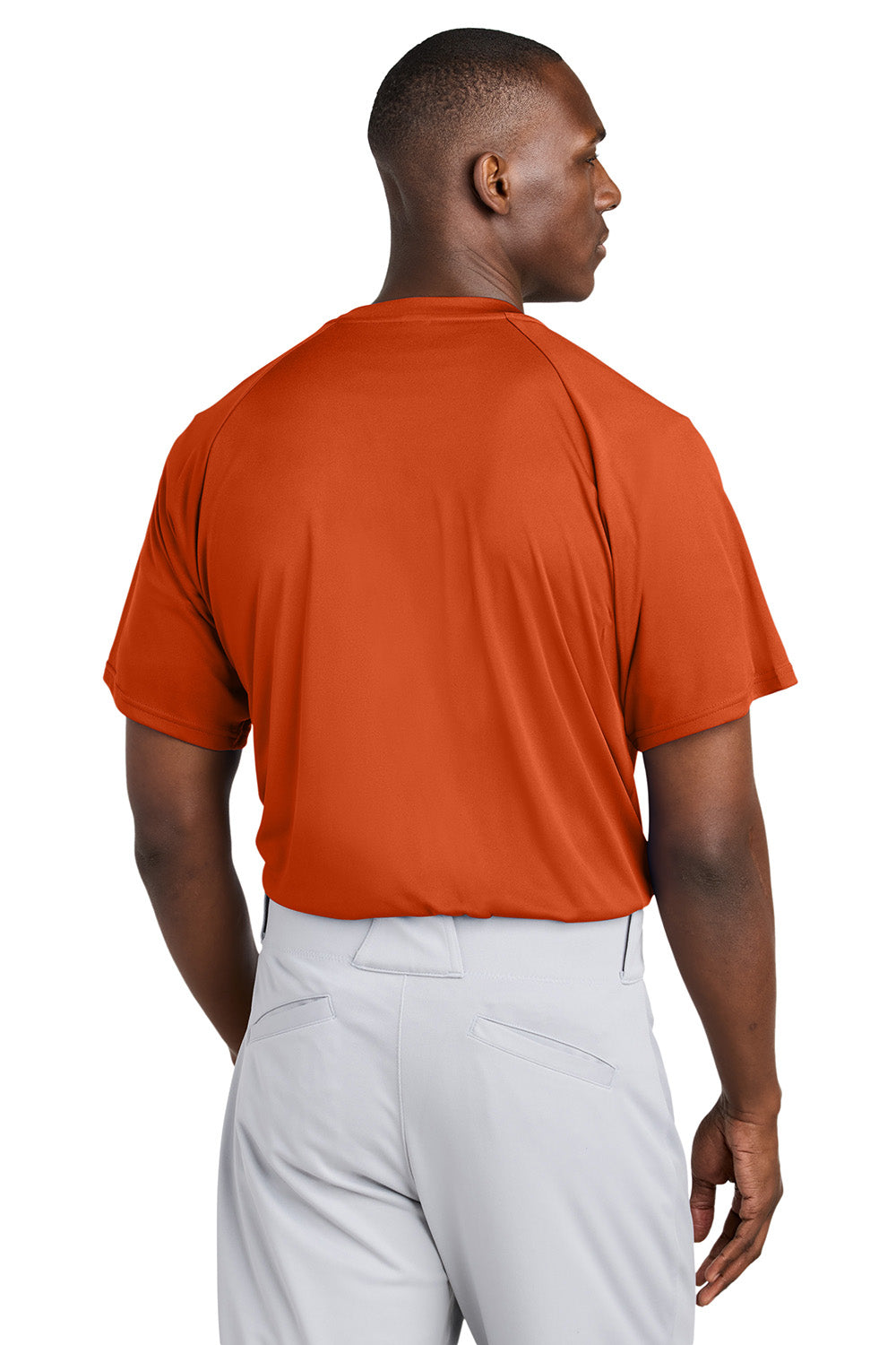 Sport-Tek ST359 Mens PosiCharge Competitor 2 Button Short Sleeve Henley Deep Orange Model Back