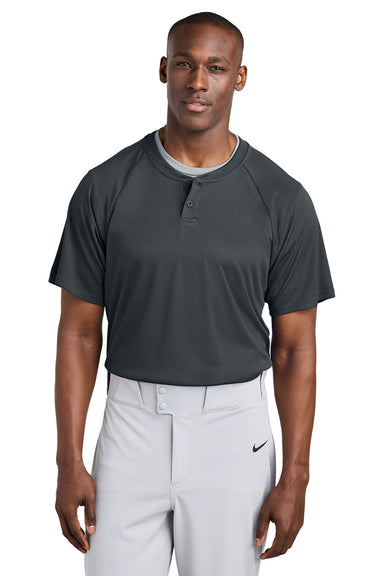 Sport-Tek ST359 Mens PosiCharge Competitor 2 Button Short Sleeve Henley Iron Grey Model Front