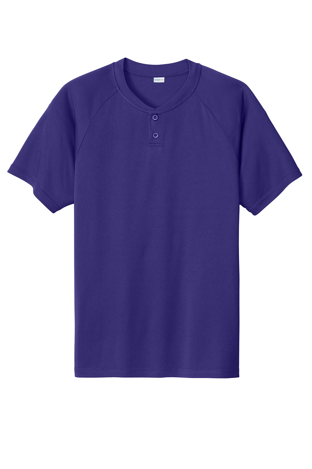 Sport-Tek ST359 Mens PosiCharge Competitor 2 Button Short Sleeve Henley Purple Flat Front