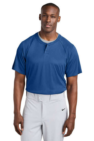 Sport-Tek ST359 Mens PosiCharge Competitor 2 Button Short Sleeve Henley Royal Blue Model Front