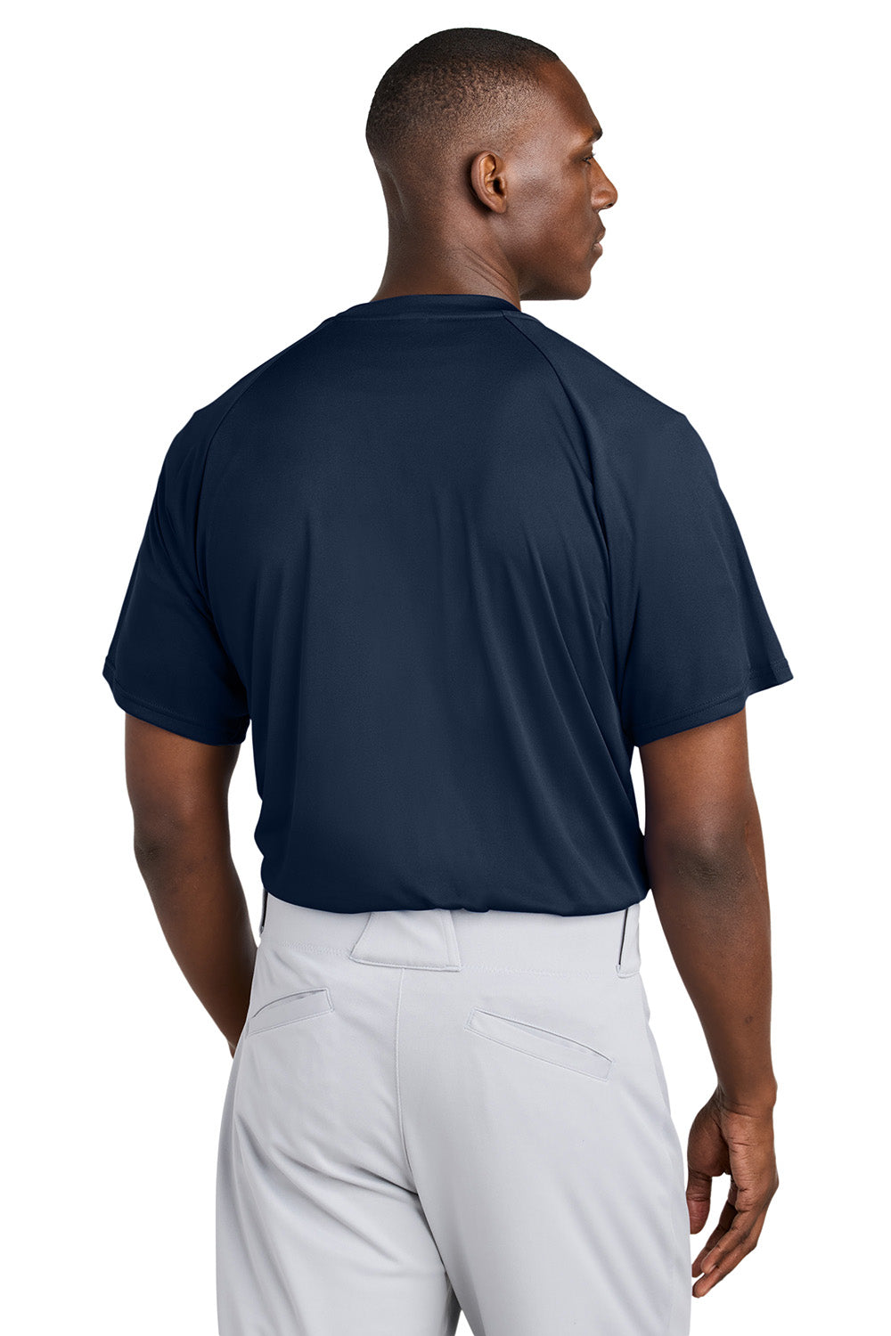 Sport-Tek ST359 Mens PosiCharge Competitor 2 Button Short Sleeve Henley True Navy Blue Model Back