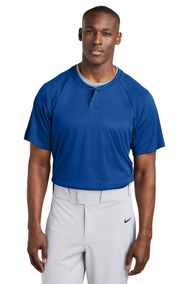 Sport-Tek ST359 Mens PosiCharge Competitor 2 Button Short Sleeve Henley True Royal Blue Model Front