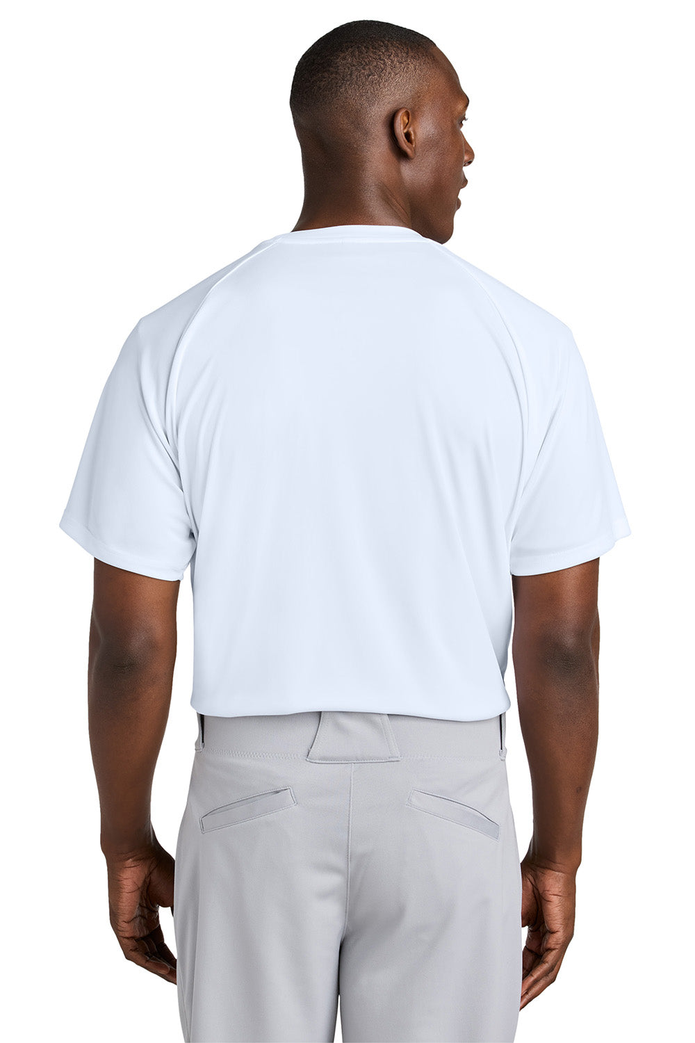 Sport-Tek ST359 Mens PosiCharge Competitor 2 Button Short Sleeve Henley White Model Back