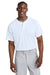 Sport-Tek ST359 Mens PosiCharge Competitor 2 Button Short Sleeve Henley White Model Front