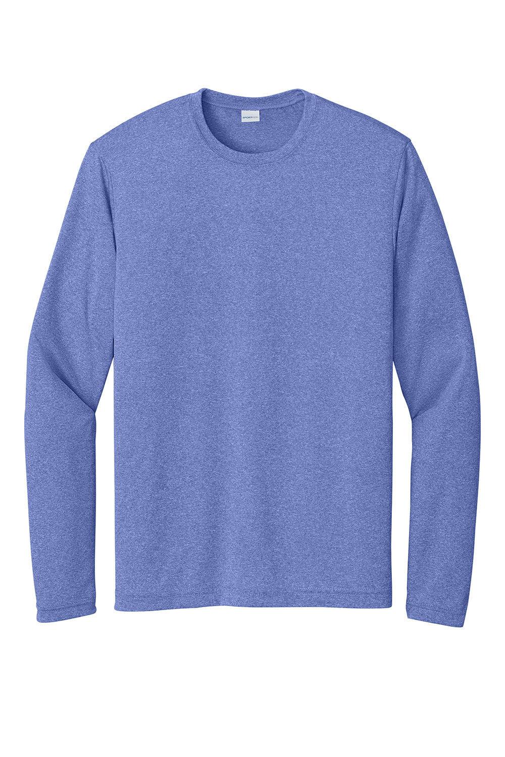 Sport-Tek ST360LS Mens Contender Heather Moisture Wicking Long Sleeve Crewneck T-Shirt Heather True Royal Blue Flat Front