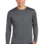 Sport-Tek Mens Contender Heather Moisture Wicking Long Sleeve Crewneck T-Shirt - Heather Graphite Grey