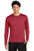 Sport-Tek ST360LS Mens Contender Heather Moisture Wicking Long Sleeve Crewneck T-Shirt Heather Scarlet Red Model Front