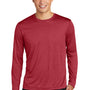 Sport-Tek Mens Contender Heather Moisture Wicking Long Sleeve Crewneck T-Shirt - Heather Scarlet Red