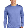 Sport-Tek Mens Contender Heather Moisture Wicking Long Sleeve Crewneck T-Shirt - Heather True Royal Blue