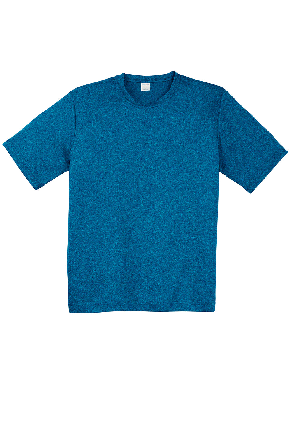 Sport-Tek ST360/TST360 Mens Contender Heather Moisture Wicking Short Sleeve Crewneck T-Shirt Heather Blue Wake Flat Front