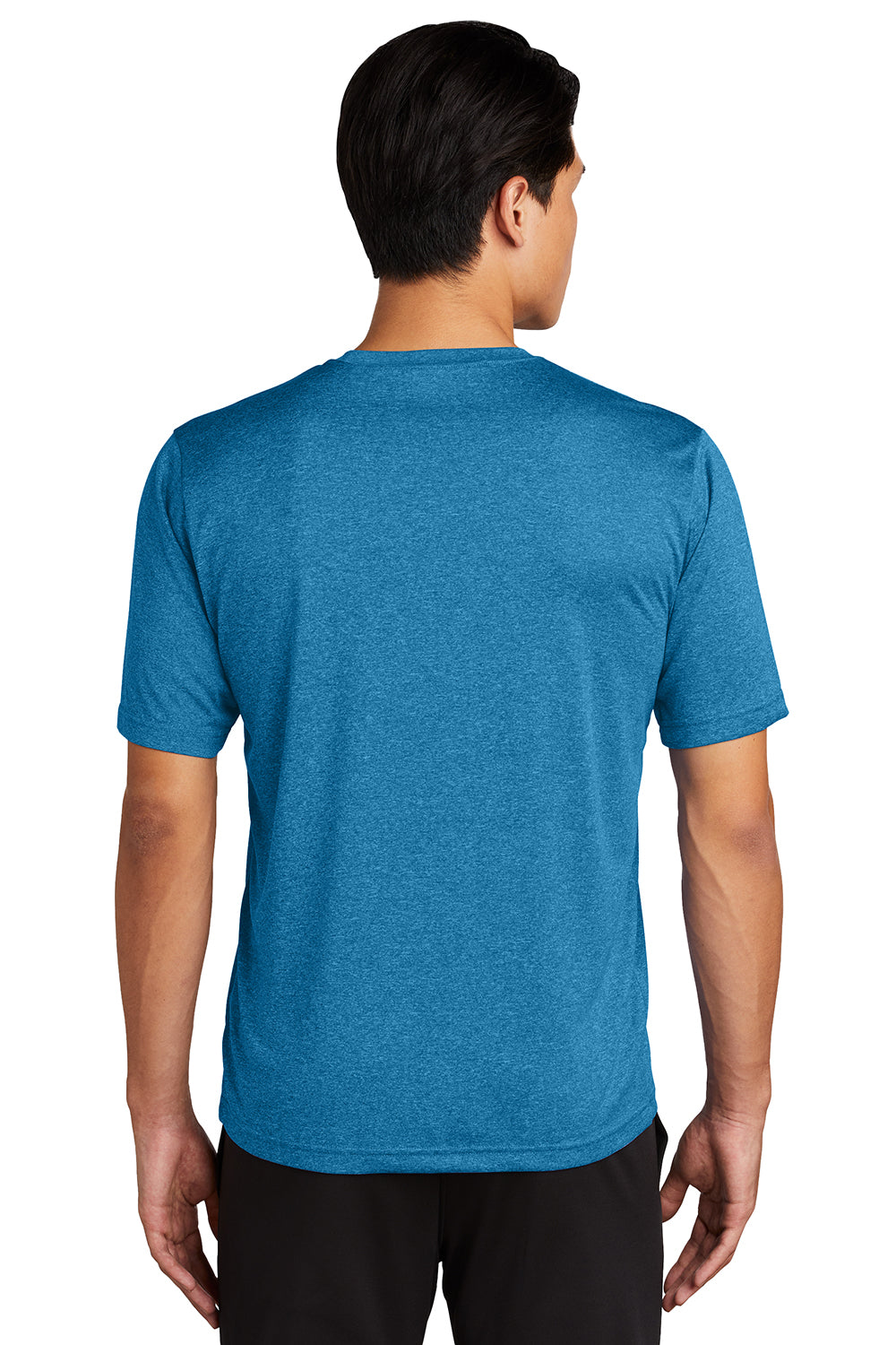 Sport-Tek ST360/TST360 Mens Contender Heather Moisture Wicking Short Sleeve Crewneck T-Shirt Heather Blue Wake Model Back