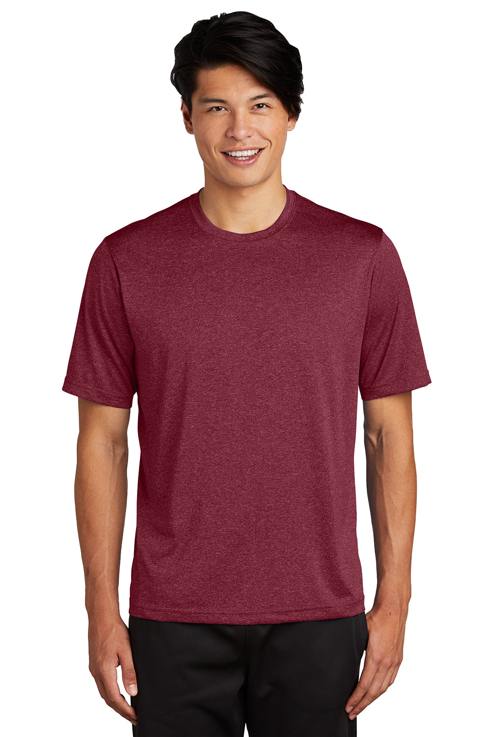 Sport-Tek ST360/TST360 Mens Contender Heather Moisture Wicking Short Sleeve Crewneck T-Shirt Heather Cardinal Red Model Front