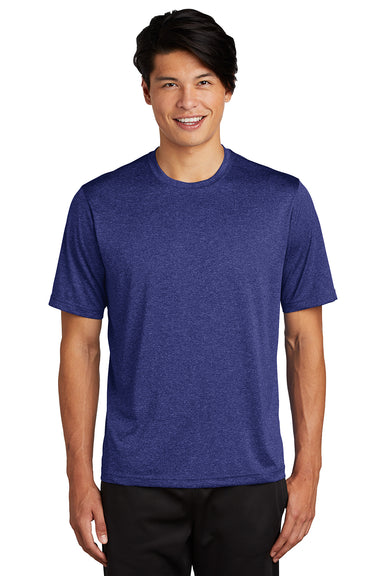 Sport-Tek ST360/TST360 Mens Contender Heather Moisture Wicking Short Sleeve Crewneck T-Shirt Heather Cobalt Blue Model Front