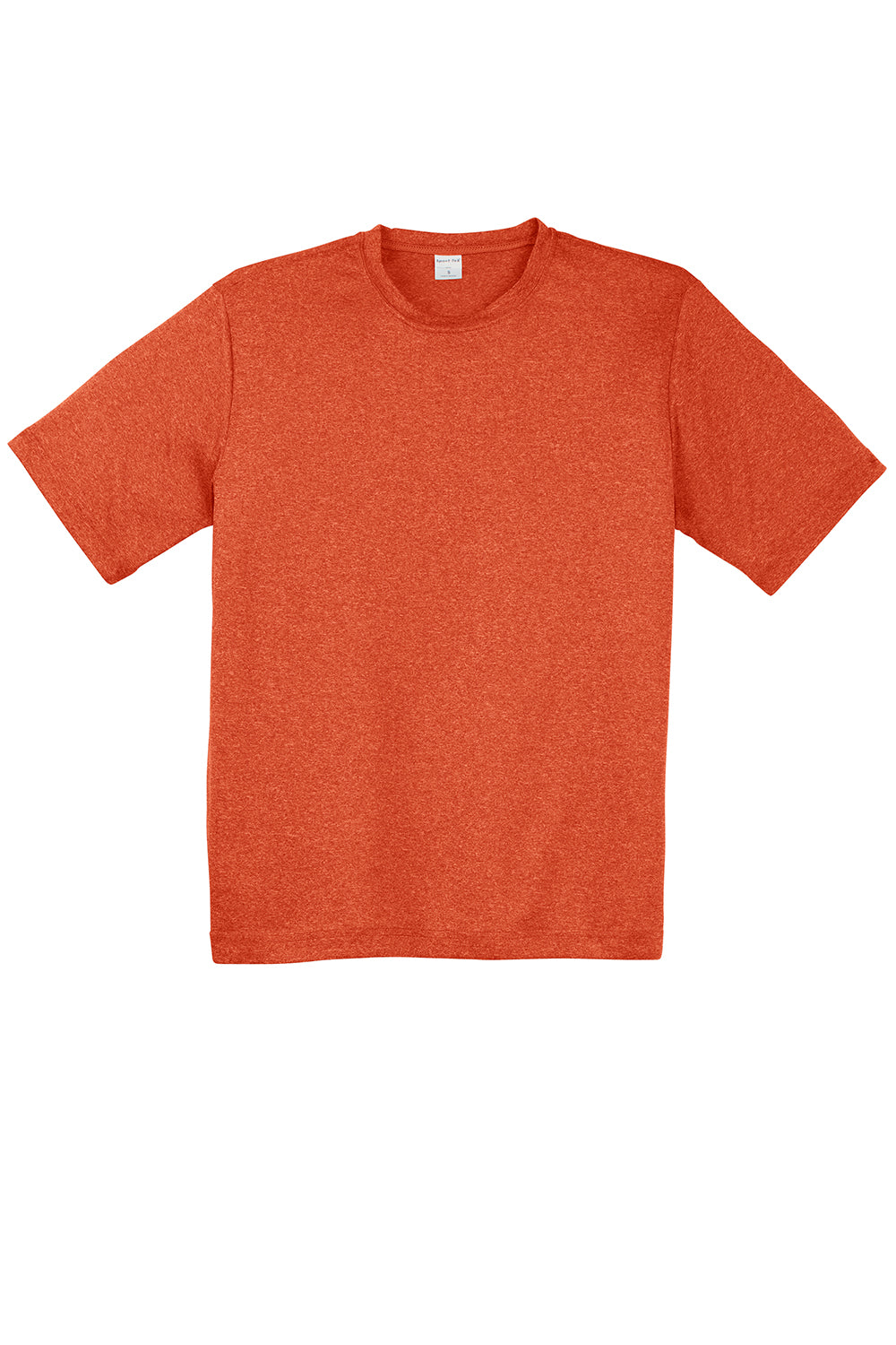 Sport-Tek ST360/TST360 Mens Contender Heather Moisture Wicking Short Sleeve Crewneck T-Shirt Heather Deep Orange Flat Front