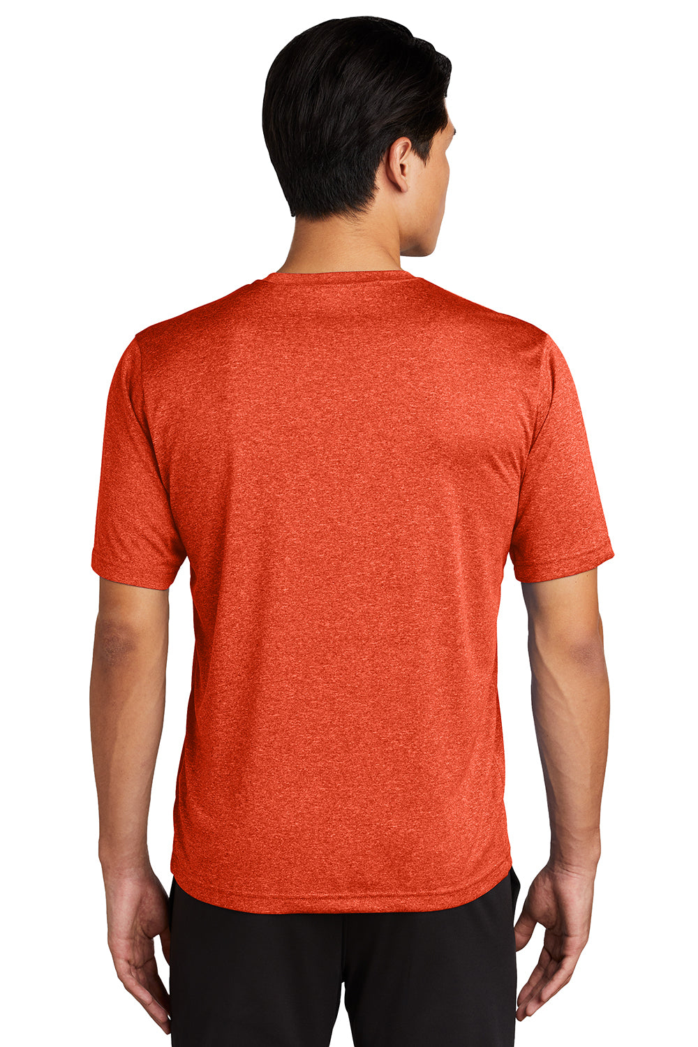 Sport-Tek ST360/TST360 Mens Contender Heather Moisture Wicking Short Sleeve Crewneck T-Shirt Heather Deep Orange Model Back