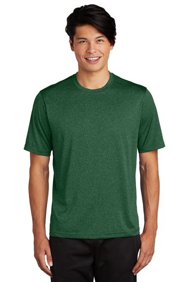 Sport-Tek ST360/TST360 Mens Contender Heather Moisture Wicking Short Sleeve Crewneck T-Shirt Heather Forest Green Model Front