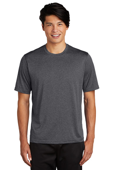 Sport-Tek ST360/TST360 Mens Contender Heather Moisture Wicking Short Sleeve Crewneck T-Shirt Heather Graphite Grey Model Front