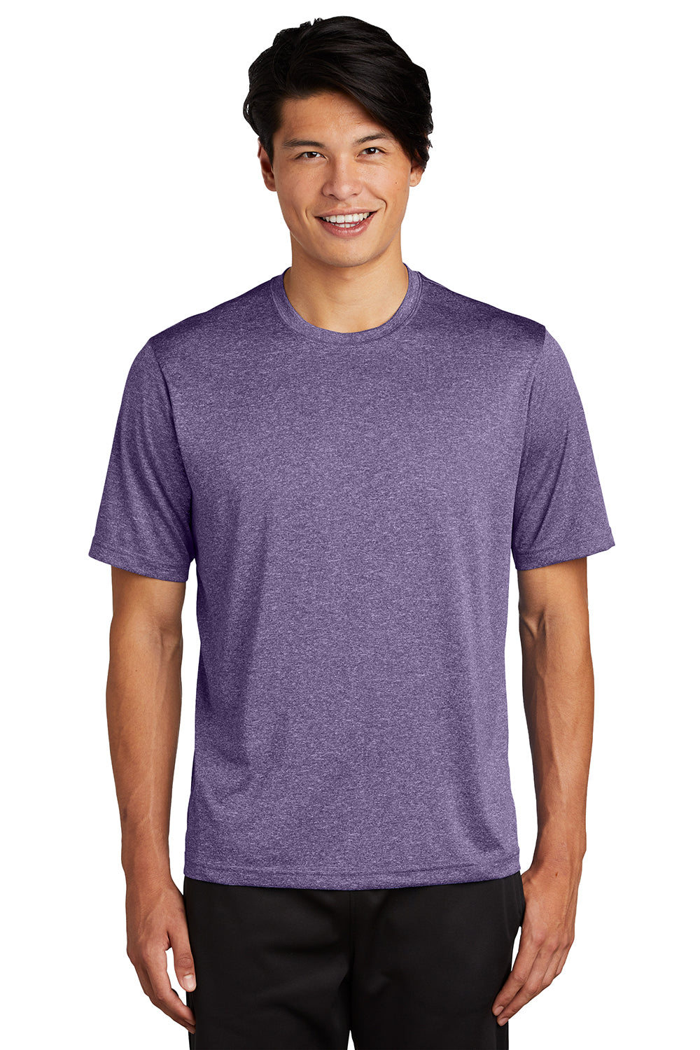 Sport-Tek ST360/TST360 Mens Contender Heather Moisture Wicking Short Sleeve Crewneck T-Shirt Heather Purple Model Front